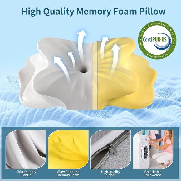 Cervical Neck Pillow - Neck Support Pillows for Sleeping, Contour Memory Foam - Picture 5 of 6